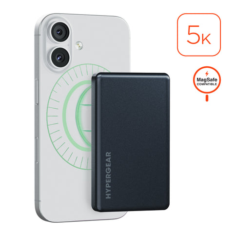 Power Pack Mag 5,000mAh Ultra-Slim Magnetic Wireless Fast Charge Power Bank | Black MagSafe-Compatible Magnetic Power Bank with 15W Wireless Fast Charging