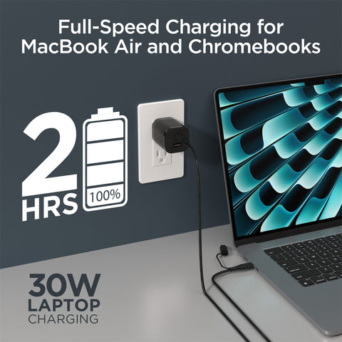 30W USB-C PD Charging Kit – Carbon Fiber Fast Charger Bundle with 6ft 2-in-1 Cable & Travel Pouch