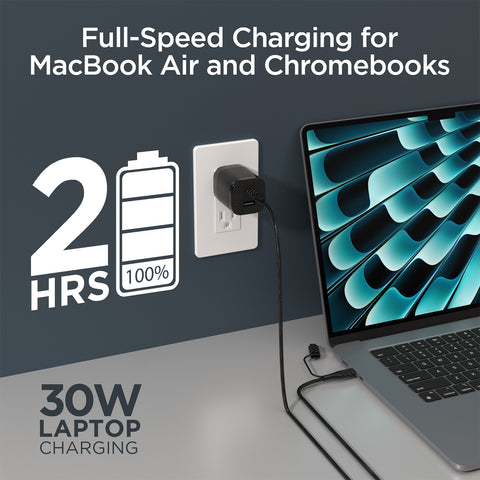 30W USB-C PD Charging Kit – Carbon Fiber Fast Charger Bundle with 6ft 2-in-1 Cable & Travel Pouch