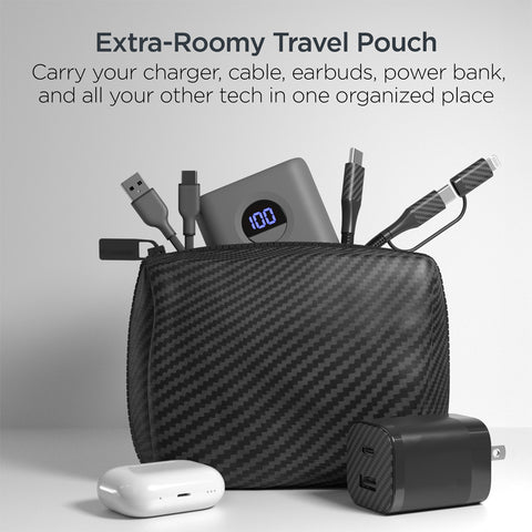 30W USB-C PD Charging Kit – Carbon Fiber Fast Charger Bundle with 6ft 2-in-1 Cable & Travel Pouch