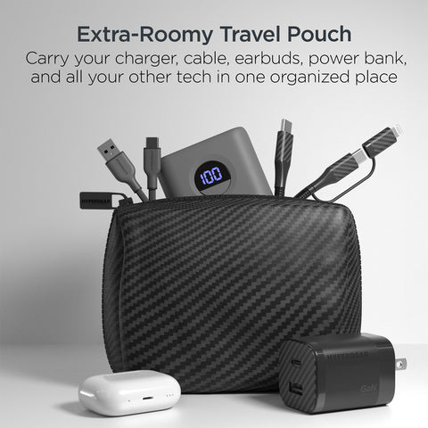 30W USB-C PD Charging Kit – Carbon Fiber Fast Charger Bundle with 6ft 2-in-1 Cable & Travel Pouch