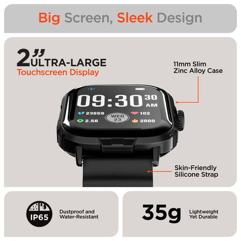 FIT X2 Smartwatch & Fitness Tracker – 2" Large Display with Heart Rate, SpO2, Sleep Tracking & 100+ Sports Modes