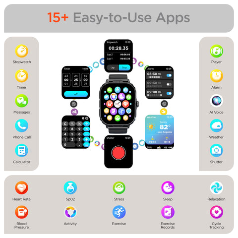 FIT X2 Smartwatch & Fitness Tracker – 2" Large Display with Heart Rate, SpO2, Sleep Tracking & 100+ Sports Modes