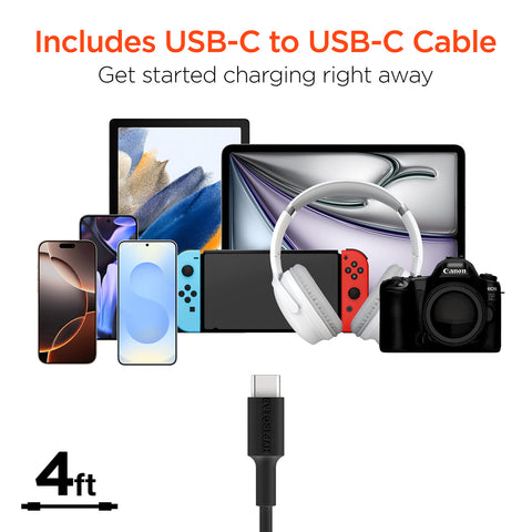 77W Quad-Port Fast Car Charger with 4ft USB-C Cable – Dual 30W USB-C PD/PPS Car Charger for Phones, Tablets & Laptops
