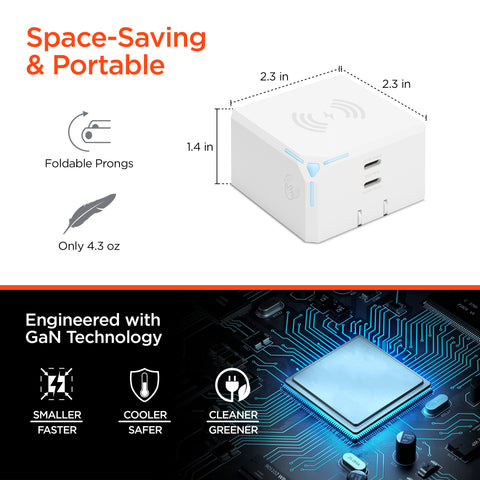 3-in-1 Magnetic Wireless Fast Charger – MagSafe-Compatible Wireless Charger with Dual USB-C PD Ports | White