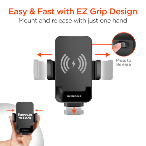15W Wireless Fast Charging Phone Mount – Cup Holder Car Mount with Flexible Gooseneck | Black