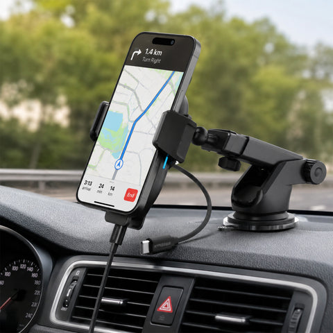 Mag Grip 15W Magnetic Wireless Fast Charging Phone Mount | Black 3-in-1 Kit | Vent, Dashboard & Windshield | MagSafe-Compatible