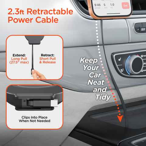 15W Magnetic Wireless Fast Charging Phone Mount | Black 3-in-1 Kit | Vent, Dashboard & Windshield | MagSafe-Compatible