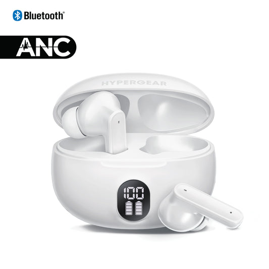 HyperBudz ANC Active Noise Cancelling True Wireless Earbuds | White