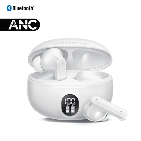 HyperBudz ANC Active Noise Cancelling True Wireless Earbuds | White