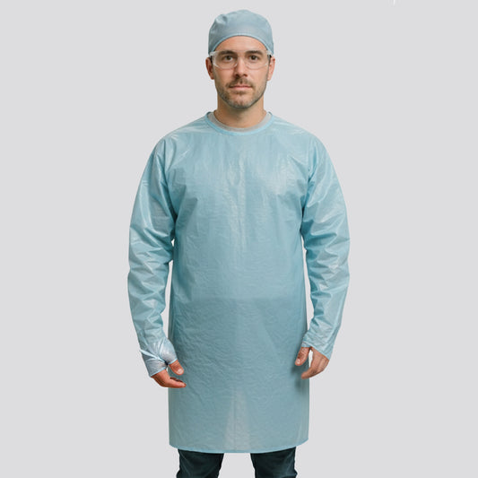 10-Pack Disposable Medical & Dental Protective Gowns – Fluid-Resistant, Lightweight PE with Waist Tie (One Size)