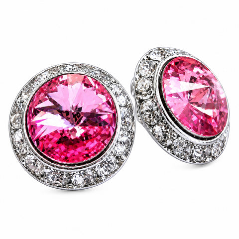 Brilliant Swarovski Elements Crystal Earrings Rhodium-Plated Stud Earrings with Round-Cut Swarovski Elements