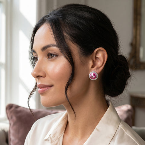Brilliant Swarovski Elements Crystal Earrings Rhodium-Plated Stud Earrings with Round-Cut Swarovski Elements