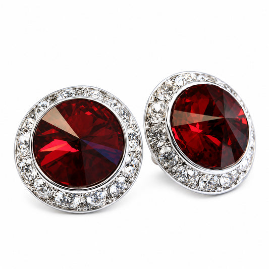 Brilliant Swarovski Elements Crystal Earrings Rhodium-Plated Stud Earrings with Round-Cut Swarovski Elements