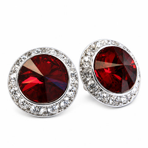 Brilliant Swarovski Elements Crystal Earrings Rhodium-Plated Stud Earrings with Round-Cut Swarovski Elements
