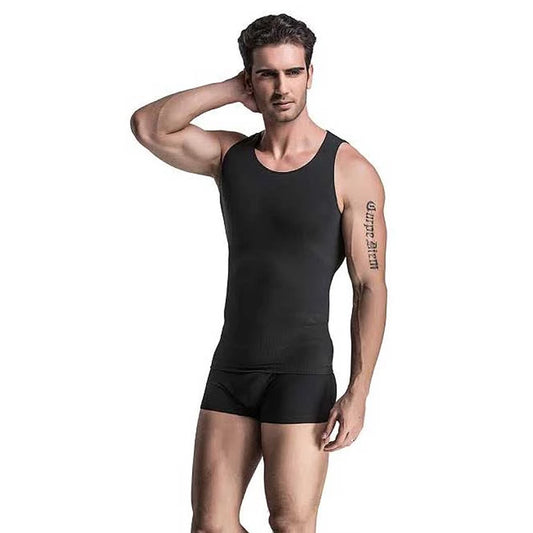 Men's 2-in-1 Compression & Posture Support Shirt Performance Compression Base Layer with Core Support for Workouts, Sports & Everyday Wear