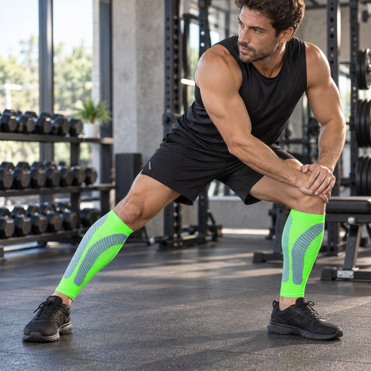Calf Compression Sleeves, 1 Pair – 20–30 mmHg Support, Green, One Size