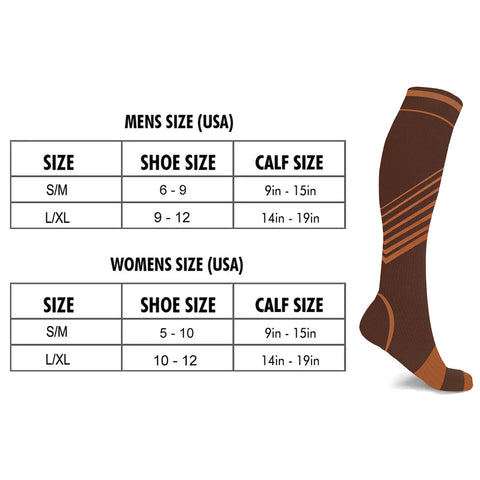 2-Pairs Copper Compression Striped Knee High Socks 15–20 mmHg Graduated Compression Socks for Everyday Comfort & Support