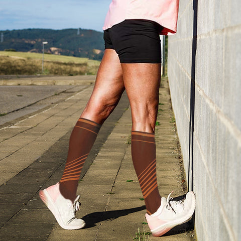2-Pairs Copper Compression Striped Knee High Socks 15–20 mmHg Graduated Compression Socks for Everyday Comfort & Support
