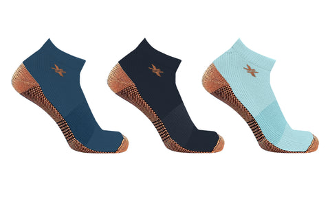 3-Pairs: High Performance Copper-Infused Ankle Compression Socks