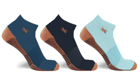 3-Pairs: High Performance Copper-Infused Ankle Compression Socks