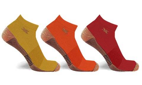 3-Pairs: High Performance Copper-Infused Ankle Compression Socks