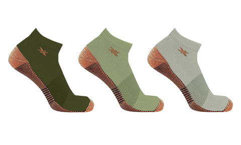 3-Pairs: High Performance Copper-Infused Ankle Compression Socks