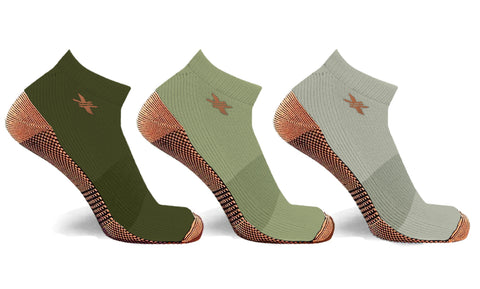 3-Pairs: High Performance Copper-Infused Ankle Compression Socks