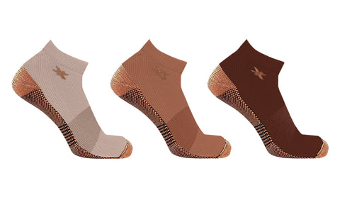 3-Pairs: High Performance Copper-Infused Ankle Compression Socks