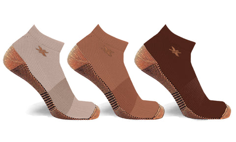 3-Pairs: High Performance Copper-Infused Ankle Compression Socks