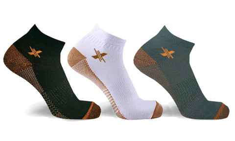 3-Pairs: High Performance Copper-Infused Ankle Compression Socks