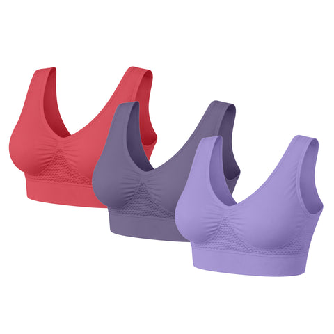 3-Pack Seamless Comfort Bras – Wireless Stretch Support Bras with Wide Straps & Full Coverage (Lightweight Everyday Wear)