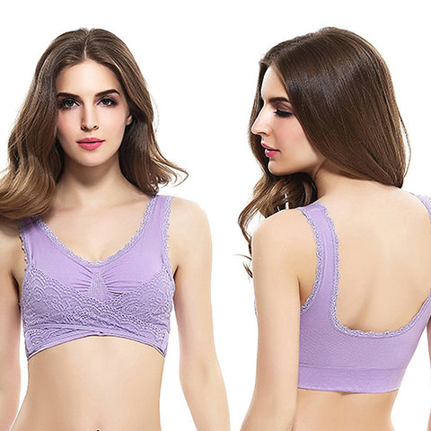 Floral Lace Bralettes, 3-Pack – Stretch Pull-On Modesty Bras, Medium or Large