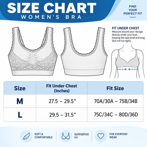 Floral Lace Bralettes, 3-Pack – Stretch Pull-On Modesty Bras, Medium or Large