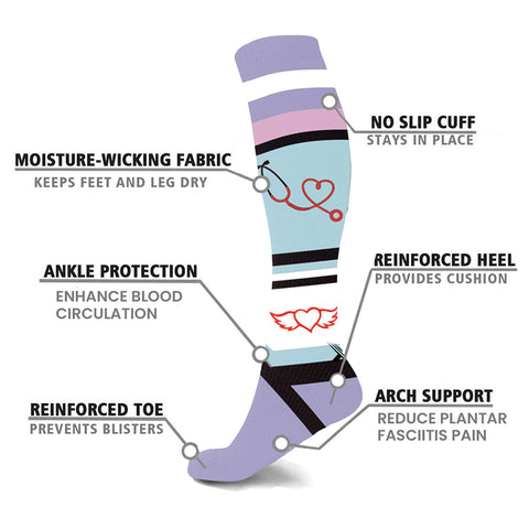 Medical Print Knee-High Compression Socks (3 Pairs) – 15–20 mmHg Graduated Compression Support for Circulation, Swelling & Travel