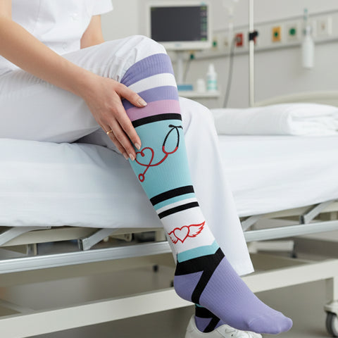 Medical Print Knee-High Compression Socks (3 Pairs) – 15–20 mmHg Graduated Compression Support for Circulation, Swelling & Travel