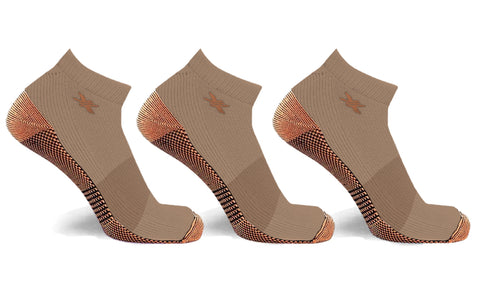 3-Pairs: High Performance Copper-Infused Ankle Compression Socks