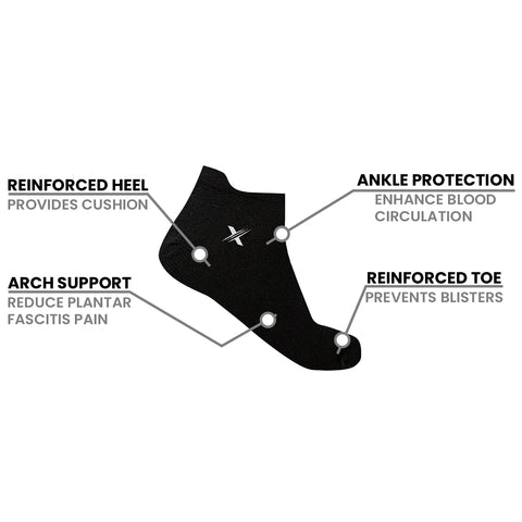 3-Pairs: Superlite Cushion  Low-Cut  Ankle Plantar Fasciitis Arch Support Socks