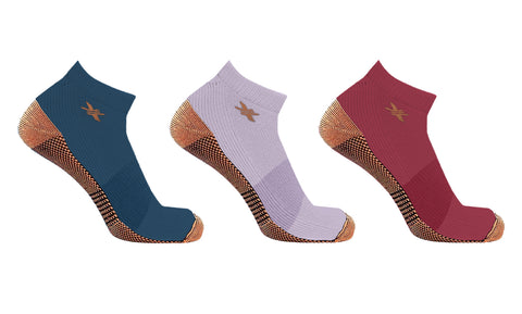 3-Pairs: High Performance Copper-Infused Ankle Compression Socks