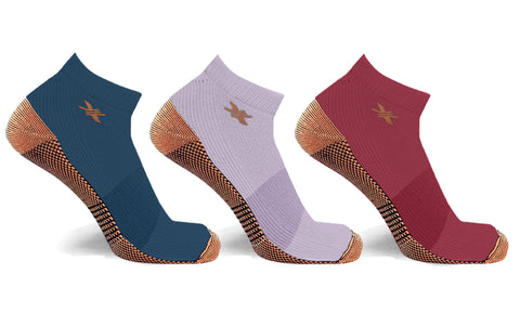 3-Pairs: High Performance Copper-Infused Ankle Compression Socks