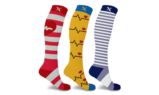 XTF Knee High Compression Socks for Nurses and Doctors (3-Pairs)