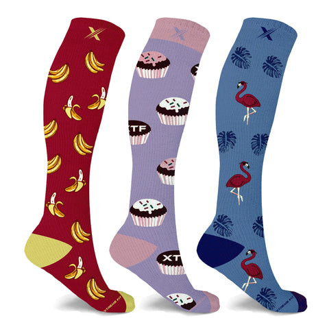 Unisex Fun and Expressive Compression Socks (3-Pairs)