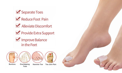 4-PACK:  Silicone gel toe separators and Bunion Correctors for Big toe Alignment overlapping toes