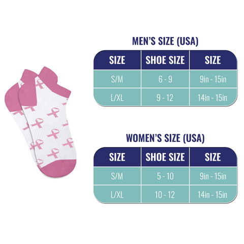 6-Pairs: Breast Cancer Awareness Compression Socks in Knee-High, Ankle or Crew Length