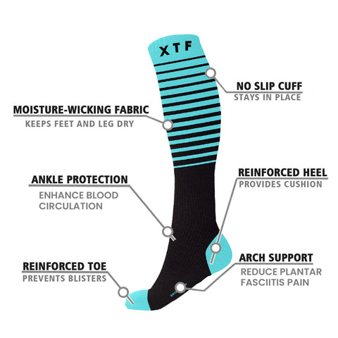Compression Travel Socks, 6 Pairs – Breathable Everyday Foot Support, One Size