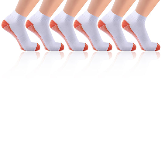 6-Pairs:High Performance Copper-Infused Ankle Compression Socks (White)