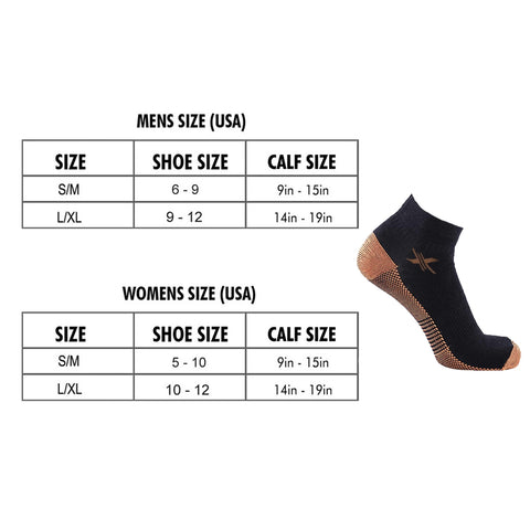 3-Pairs: High Performance Copper-Infused Ankle Compression Socks
