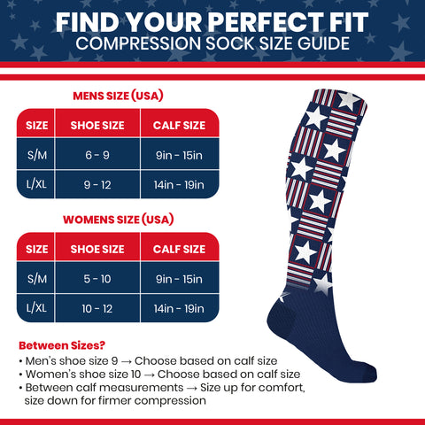 Patriotic Knee-High Compression Socks – Graduated Support for Circulation, Swelling & All-Day Comfort
