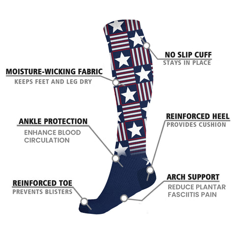 3-Pairs: Patriotic Knee-High Compression Socks – Graduated Support for Circulation, Swelling & All-Day Comfort