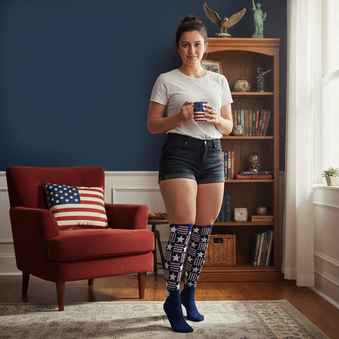 Patriotic Knee-High Compression Socks – Graduated Support for Circulation, Swelling & All-Day Comfort